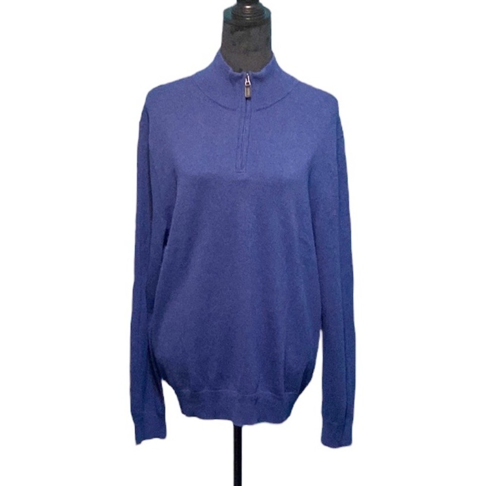 Jos. A. Bank Traveler 3/4 Zip Blue Sweater - Size Medium